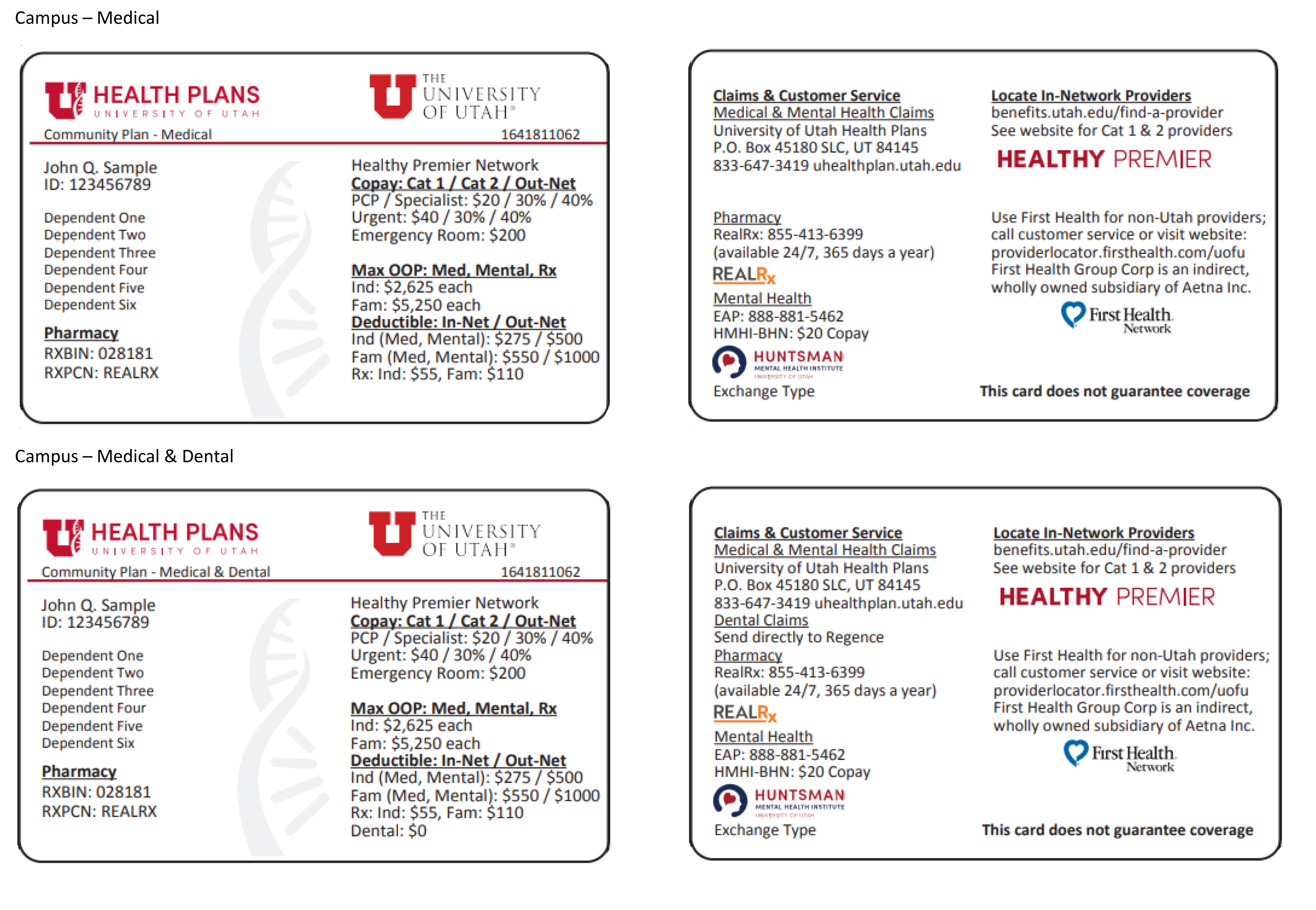 U of Utah Community Plan ID Card